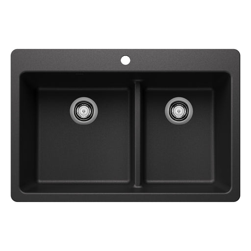 Blanco 443211 Liven SILGRANIT 33" 60/40 Double Bowl Dual Mount Kitchen Sink with Low Divide - Anthracite