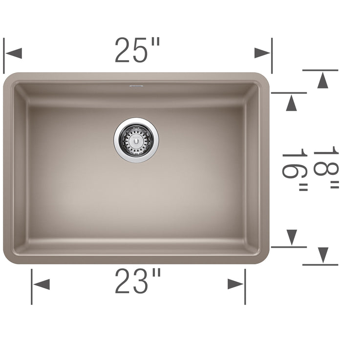 Blanco 442540 Precis SILGRANIT 25" ADA Single Bowl Undermount Kitchen Sink - Truffle