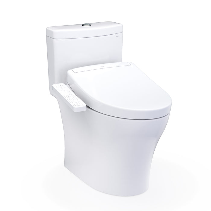 TOTO Washlet+ Aquia IV Cube Two-Piece Elongated Dual Flush 1.28 and 0.9 GPF Toilet with S2 Bidet Seat, Cotton White - MW4363346CEMFGN#01