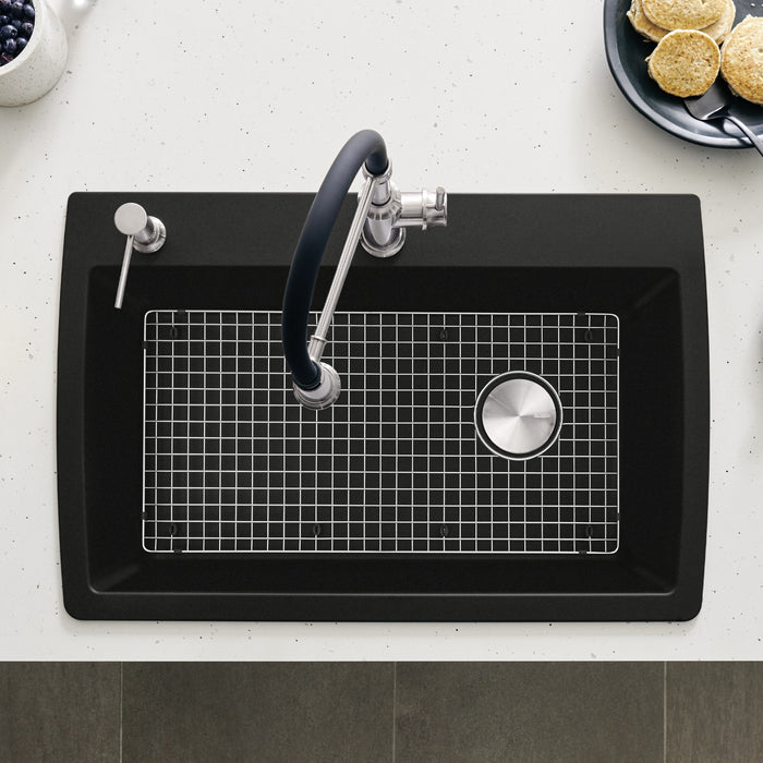 Blanco 442917 Diamond SILGRANIT 33.5" Super Single Dual Mount Kitchen Sink - Coal Black