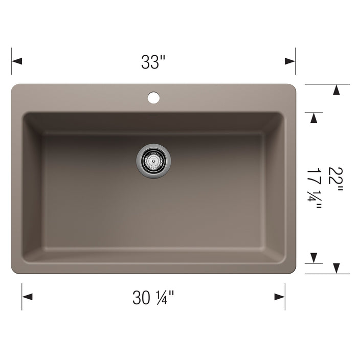 Blanco 443198 Liven SILGRANIT 33" Super Single Dual Mount Kitchen Sink - Truffle