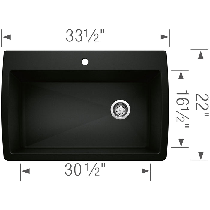Blanco 442917 Diamond SILGRANIT 33.5" Super Single Dual Mount Kitchen Sink - Coal Black