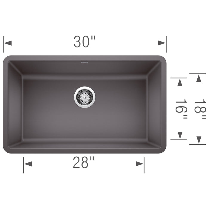 Blanco 442530 Precis SILGRANIT 30" Single Bowl Undermount Kitchen Sink - Cinder
