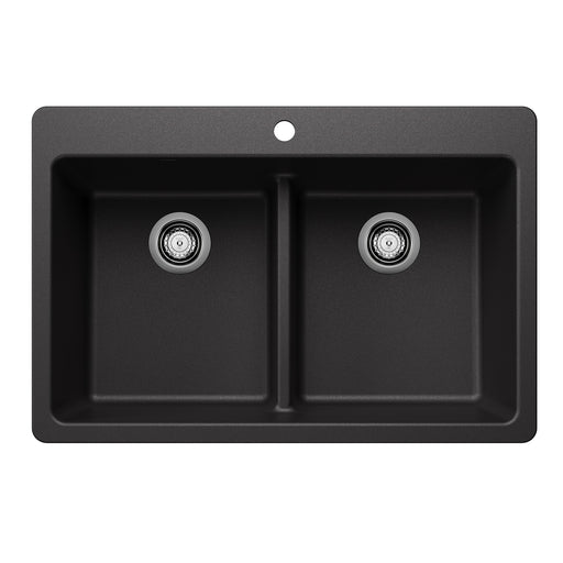 Blanco 443203 Liven SILGRANIT 33" 50/50 Double Bowl Dual Mount Kitchen Sink with Low Divide - Anthracite