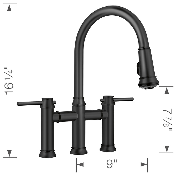 Blanco 443024 Empressa Pull-Down Dual-Spray Bridge Faucet - Matte Black