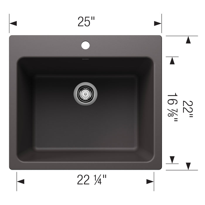 Blanco 401923 Liven SILGRANIT 25" Single Bowl Dual Mount Laundry Sink - Cinder