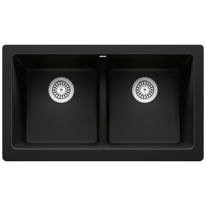 Blanco 526554 Vintera SILGRANIT 33" Double Bowl Apron-Front Farmhouse Sink - Coal Black
