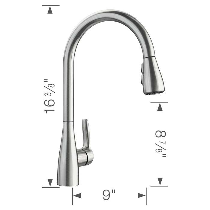 Blanco 442208 Atura Pull-Down Dual-Spray Kitchen Faucet - PVD Steel