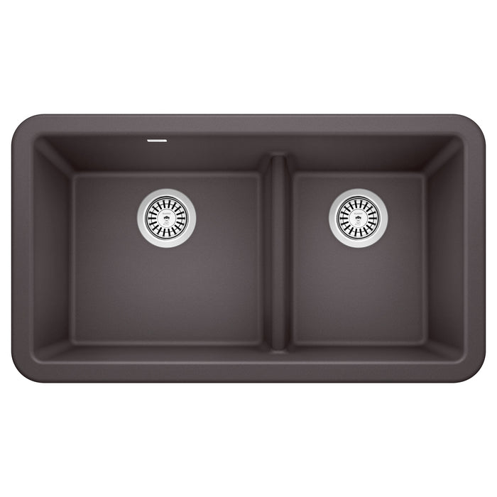 Blanco 402326 Ikon SILGRANIT 33" Double Bowl Apron-Front Farmhouse Sink in Cinder
