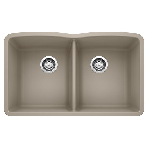 Blanco 441286 Diamond SILGRANIT 32" 50/50 Double Bowl Undermount Kitchen Sink - Truffle