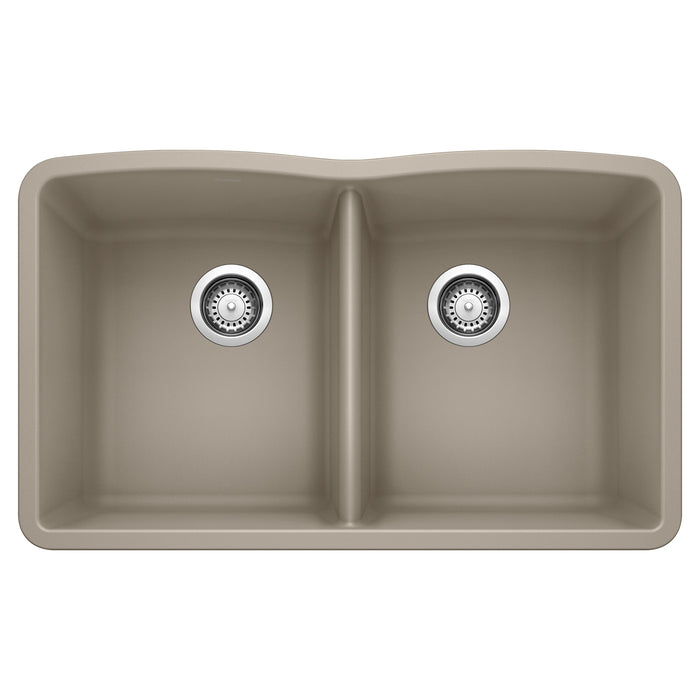 Blanco 441286 Diamond SILGRANIT 32" 50/50 Double Bowl Undermount Kitchen Sink - Truffle