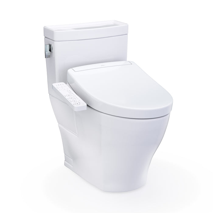 TOTO Washlet+ Legato One-Piece Elongated 1.28 GPF Toilet and Washlet S2 Bidet Seat, Cotton White - MW6243346CEFG#01