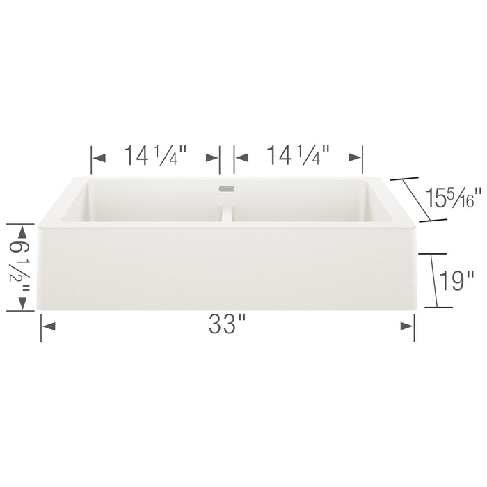 Blanco 526550 Vintera SILGRANIT 33" Double Bowl Apron-Front Farmhouse Sink - White