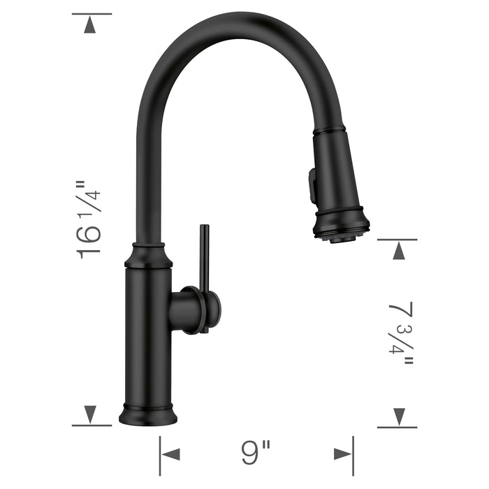 Blanco 443023 Empressa High Arc Pull-Down Dual-Spray Kitchen Faucet - Matte Black