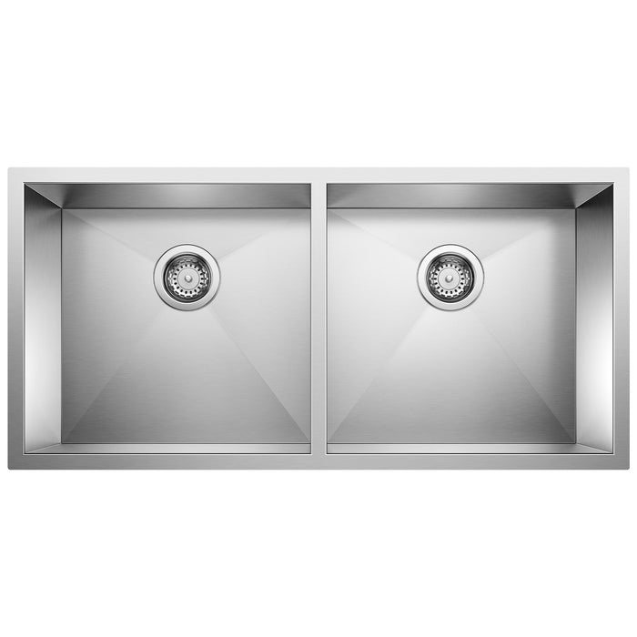 Blanco 516212 Precision R0 37" 50/50 Double Bowl Undermount Stainless Steel Kitchen Sink