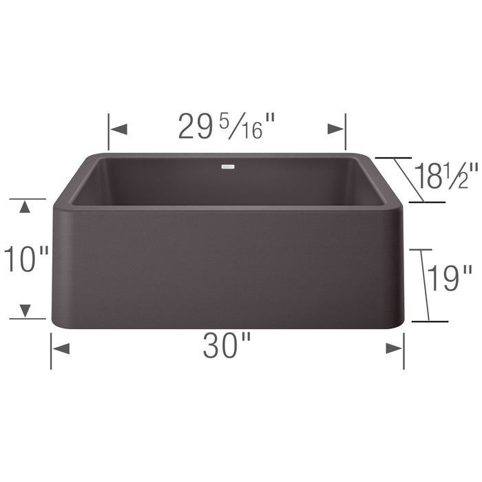 Blanco 401779 Ikon SILGRANIT 30" Single Bowl Apron-Front Farmhouse Sink - Cinder