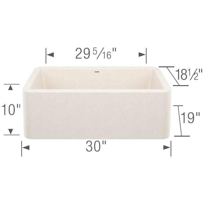 Blanco 443076 Ikon SILGRANIT 30" Single Bowl Apron-Front Farmhouse Sink - Soft White
