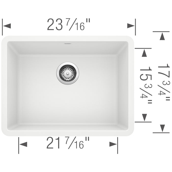 Blanco 522414 Precis SILGRANIT 24" Single Bowl Undermount Kitchen Sink - White