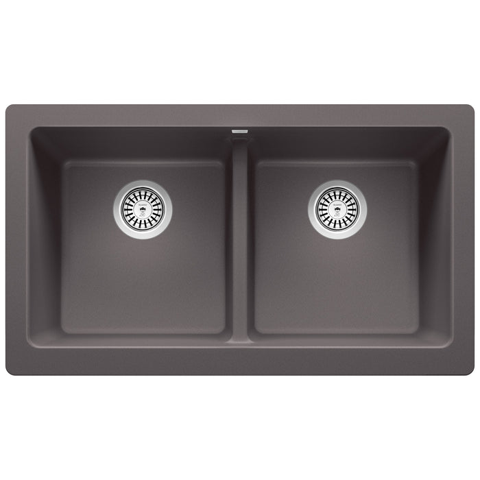 Blanco 526548 Vintera SILGRANIT 33" Double Bowl Apron-Front Farmhouse Sink - Cinder
