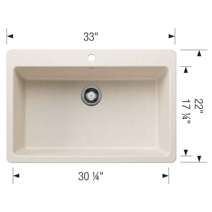 Blanco 443201 Liven SILGRANIT 33" Super Single Dual Mount Kitchen Sink - Soft White