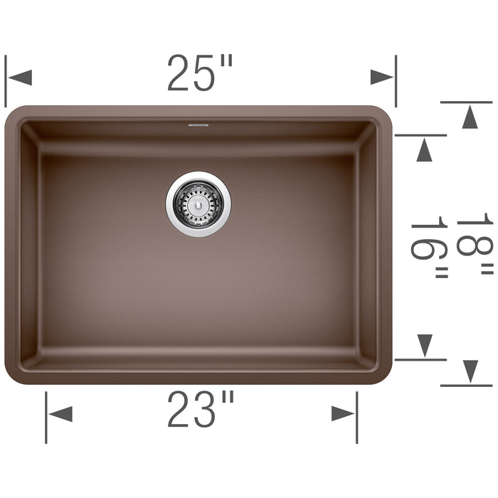 Blanco 442546 Precis SILGRANIT 25" ADA Single Bowl Undermount Kitchen Sink - Cafe