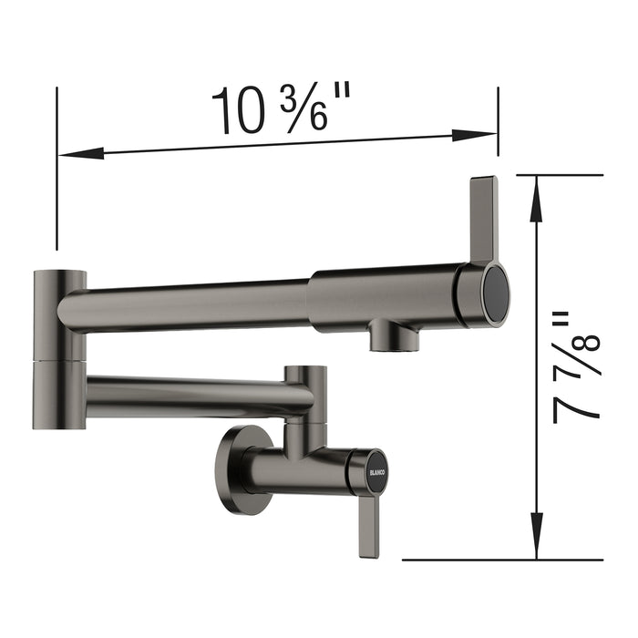 Blanco 527487 Culina II Wall-Mounted Pot Filler - Satin Dark Steel