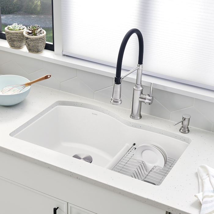 Blanco 441593 Diamond SILGRANIT 32" 60/40 Double Bowl Undermount Kitchen Sink in White
