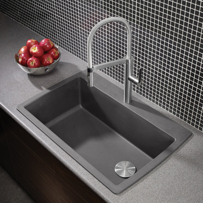 Blanco 441467 Diamond SILGRANIT 33.5" Super Single Dual Mount Kitchen Sink - Cinder