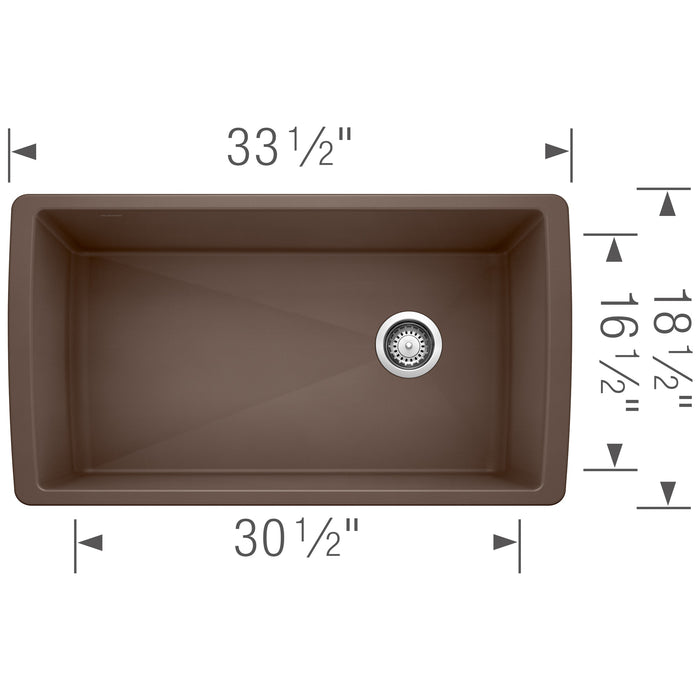 Blanco 441771 Diamond SILGRANIT 33" Super Single Undermount Kitchen Sink - Cafe