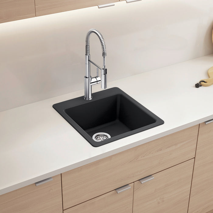 Blanco 443226 Liven SILGRANIT 21" Single Bowl Dual Mount Kitchen Sink - Coal Black