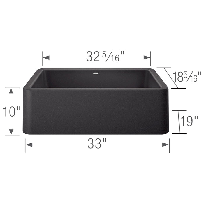 Blanco 401895 Ikon SILGRANIT 33" Single Bowl Apron-Front Farmhouse Sink - Anthracite