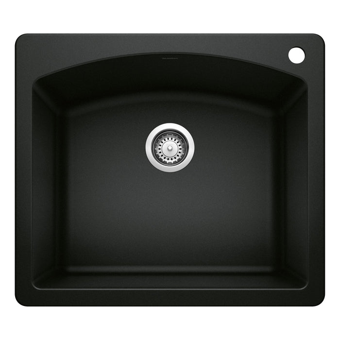 Blanco 442905 Diamond SILGRANIT 25" Single Bowl Dual Mount Kitchen Sink - Coal Black