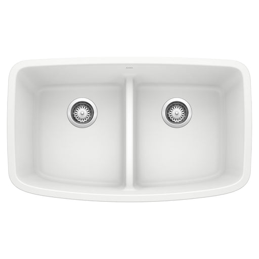 Blanco 442199 Valea SILGRANIT 32" 50/50 Double Bowl Undermount Kitchen Sink with Low Divide - White
