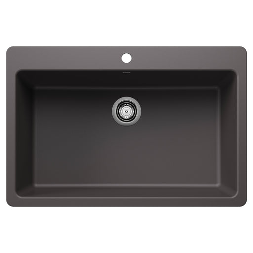 Blanco 443196 Liven SILGRANIT 33" Super Single Dual Mount Kitchen Sink - Cinder