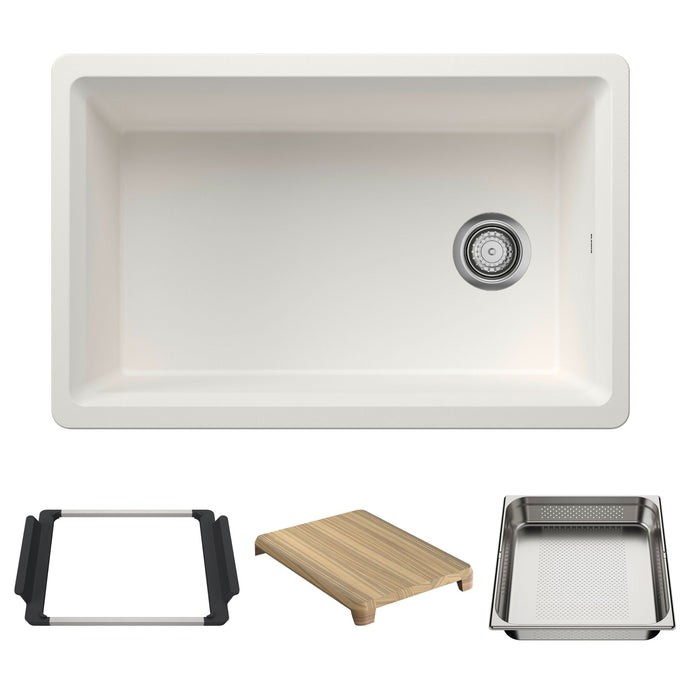 Blanco 443306 Inteos SILGRANIT 30" Single Bowl Reversible Undermount Workstation Kitchen Sink - White