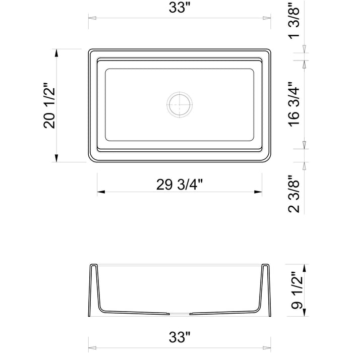 ALFI Brand AB33FARM-W White 33" Granite Composite Single Bowl Drop-in Farm Sink