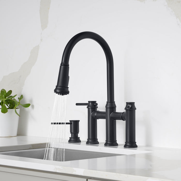 Blanco 443024 Empressa Pull-Down Dual-Spray Bridge Faucet - Matte Black