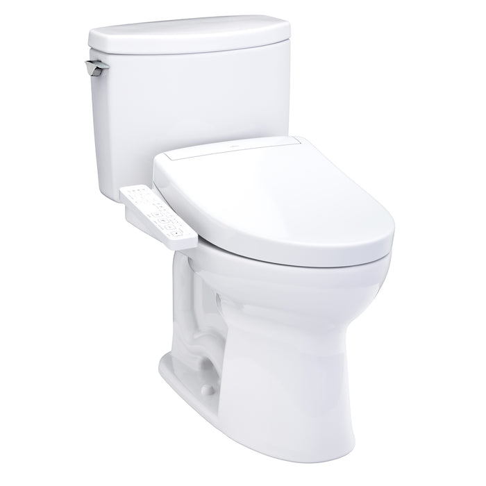 TOTO Washlet+ Drake II 1G Two-Piece Elongated 1.0 GPF Toilet and Washlet+ S2 Bidet Seat, Cotton White - MW4543346CUFG#01