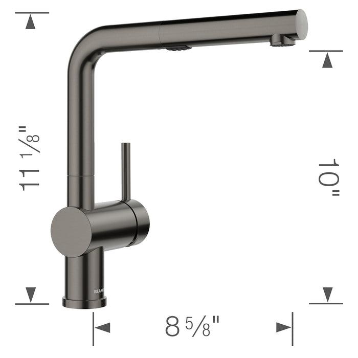 Blanco 443269 Linus Low Arc Pull-Out Dual-Spray Kitchen Faucet - Satin Dark Steel