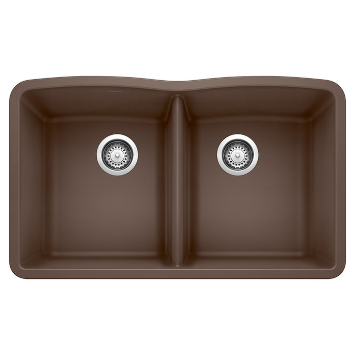Blanco 440182 Diamond SILGRANIT 32" 50/50 Double Bowl Undermount Kitchen Sink - Cafe
