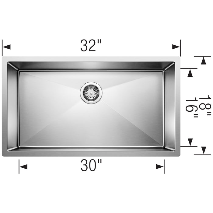 Blanco 515823 Precision R10 32" Super Single Bowl Undermount Stainless Steel Kitchen Sink