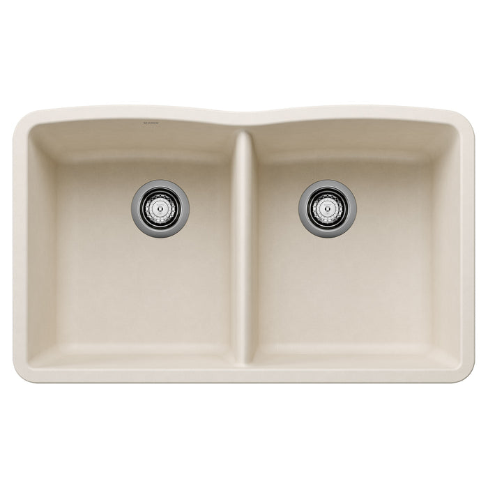 Blanco 443068 Diamond SILGRANIT 32" 50/50 Double Bowl Undermount Kitchen Sink - Soft White