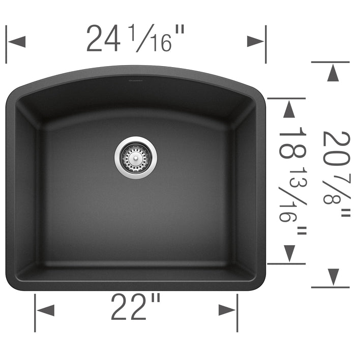 Blanco 440174 Diamond SILGRANIT 24" Single Bowl Undermount Kitchen Sink - Anthracite