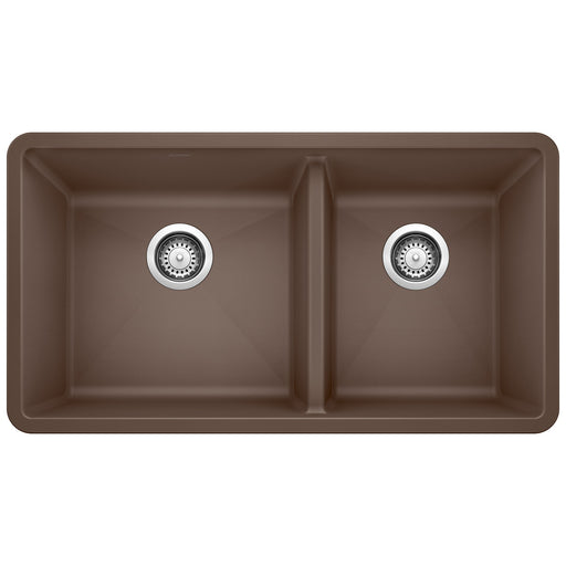 Blanco 441129 Precis SILGRANIT 33" 60/40 Double Bowl Undermount Kitchen Sink - Cafe