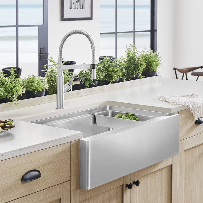 Blanco 525243 Quatrus R15 Ergon 33" Single Bowl Apron-Front Stainless Steel Farmhouse Sink