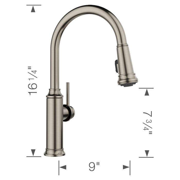 Blanco 443245 Empressa High Arc Pull-Down Dual-Spray Kitchen Faucet - Satin Platinum