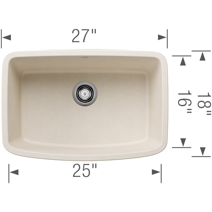 Blanco 443090 Valea SILGRANIT 27" Single Bowl Undermount Kitchen Sink - Soft White