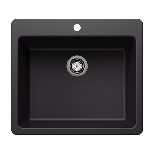 Blanco 443218 Liven SILGRANIT 25" Single Bowl Dual Mount Kitchen Sink - Coal Black