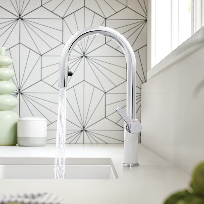 Blanco 526391 Urbena Pull-Down Dual-Spray Kitchen Faucet - Chrome/White