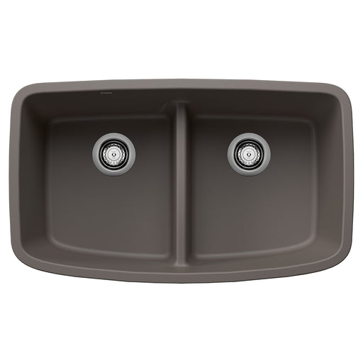 Blanco 443126 Valea SILGRANIT 32" 50/50 Double Bowl Undermount Kitchen Sink with Low Divide - Volcano Gray
